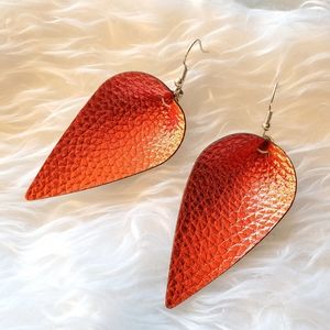 i4 NEW Red  Leaf-Cut Design Earrings